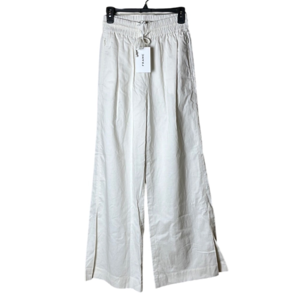 FRAME Crea Lounge cotton-blend wide-leg pants - White/Ivory/Cream - XS - Picture 3 of 15